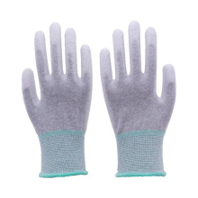 13 Gauge Seamless Carbon Fiber palm and Top Fit PU Coated Antistatic ESD working Gloves